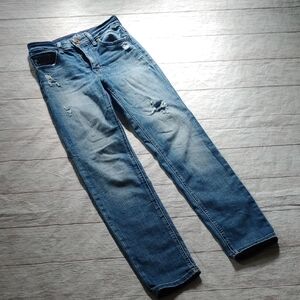 Edgely High Rise Straight Leg Distressed Jeans Short Length